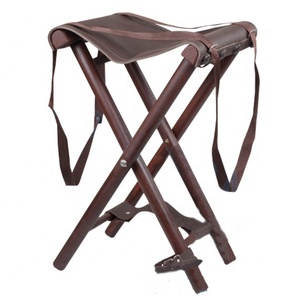 Taburete Trípode Clásico y Resistente de Madera para Caza, Tiro y Pesca, con Asiento de Cuero, Silla para Acampar al Aire Libre e Interior TM STARTECH - Product Image 3