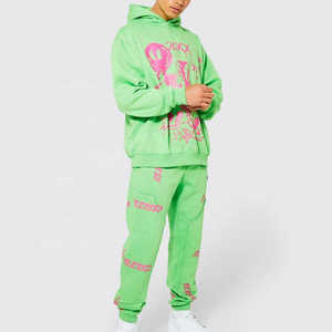 Los más vendidos, pantalones de chándal de lana de peso pesado, de cara completa y cremallera Sudadera con capucha, conjunto de chándal Unisex con estampado 3D personalizado, ropa de calle para hombre - Product Image 1