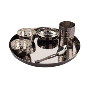 Juego Thali de acabado de cobre puro indio de alta calidad para servir vajilla de comedor ThaliSet de bronce Kansa Premium tradicional indio - Product Image 5
