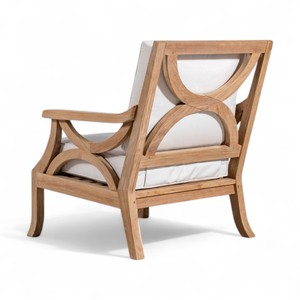 High-End Luxury Handmade Teak Wood Occasional Sofa <b>Armchair</b> Soft White Cushions <b>for</b> Living Room Relaxation Lounge Accent Seating - Product Image 4