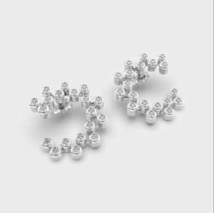 IGI Certified Lab Grown Diamond Heart Outline Stud <b>Earrings</b> <b>Solid</b> 925 Sterling <b>Silver</b> Designer Heart Cluster Diamond <b>Earrings</b> - Product Image 3