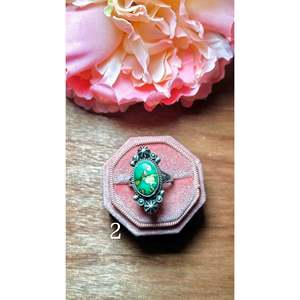 Maritta Benally Sonoran Mountain Sterling <b>Silver</b> <b>Boho</b> <b>Ring</b> Turquoise Natural Stone Bezel Setting Geometric Pattern Everyday Wear - Product Image 2