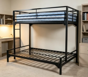 <span class=keywords><strong>Letto</strong></span> a Castello in Metallo Nero con Scala Laterale Dritta, <span class=keywords><strong>Letto</strong></span> a Due Piani in Acciaio <span class=keywords><strong>per</strong></span> Dormitorio del Personale - Product Image 5