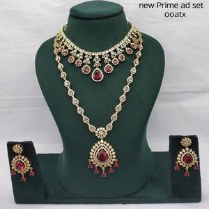 Nouveauté, collier et boucles d'oreilles de mariée vintage plaqué or classique Prime AD, émeraude pour femmes, fête, mariage, haute qualité - Product Image 2