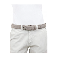 DV GROUP Cinturones de Hombre de Cuero Genuino de Ante Gris Paloma Hechos a Mano en Italia de Alta Calidad de 3.5cm/1.37in con Hebilla de Aleación de 105-130cm