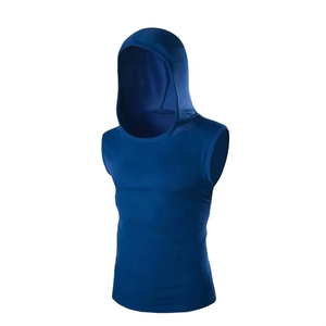 Sweat à capuche sans manches débardeurs musculation personnalisé propre Logo hommes Muscle coupe fermeture éclair haute qualité sans manches Gym Hoodies - Product Image 2