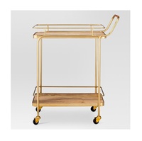 Chariot de bar industriel en métal avec rangement pour bouteilles et roulettes pour salon, cuisine, salle à manger et service de fête à domicile