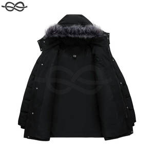 Grand et Grand Manteau d'Hiver Recyclé pour Homme, Veste Matelassée Mi-Longue de Grande Taille avec Capuche Amovible, Noir 5XL - Product Image 3