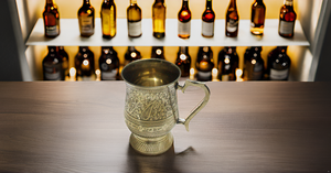 Verres à bière Moscow Mule classiques de 18 oz avec poignée en laiton pur Chope en verre doré avec un look de luxe unique pour les cadeaux d'eau - Product Image 6