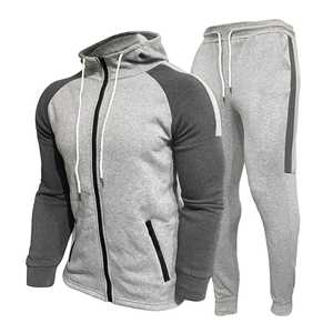 Ensemble de survêtement personnalisé pour homme, respirant, 100 % coton, coupe classique, pantalon de jogging et sweat à capuche, uni, oversize, avec détails contrastants - Product Image 2