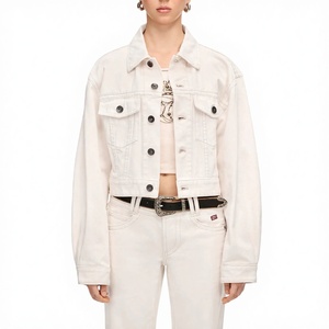 Chaqueta Corta de Mezclilla Blanca para Mujer, Estilo Casual, 100% Algodón, con Botones, Marca Leathertex Classic - Product Image 1