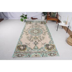 Alfombra Vintage, Alfombra Turca Grande de 4.2x9.6 pies, Alfombra de Lana Ikat Azul - Product Image 1