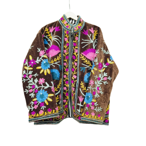 Ladies' Reversible Velvet Cotton <b>Quilted</b> Bomber <b>Jacket</b> with Floral <b>Pattern</b> Mandarin Collar Custom Logo-Autumn - Product Image 3