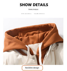 Veste d'hiver épaisse en toile à capuche unisexe, confortable et tendance, vente chaude, vêtements d'extérieur décontractés pour adolescents, vêtements de rue chauds et rembourrés, logo sur le devant - Product Image 6