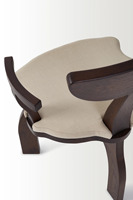Chaise de salle à manger moderne avec accoudoirs, structure en teck massif, hauteur réglable, revêtement en lin, couleur personnalisable, pour la maison, le bureau, l'appartement, l'atelier