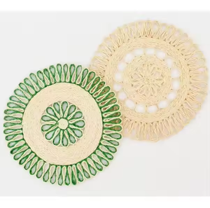 Top Design Rond Brodé Tapis Tissé Seagrass & Rotin Fleur & Feuilles Napperon En Gros Prêt à Expédier pour Prix Très Pas Cher - Product Image 4