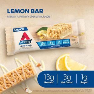 Barra de Snack con Sabor a Limón Atkins, Barra Alta en Proteínas Hecha con Mantequilla de Almendras Real, Paquete de 16 - Product Image 6