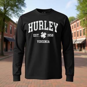 T-Shirt Vintage a Maniche Lunghe Hurley Virginia, Girocollo Unisex per Adulti, Abbigliamento Promozionale - Product Image 4