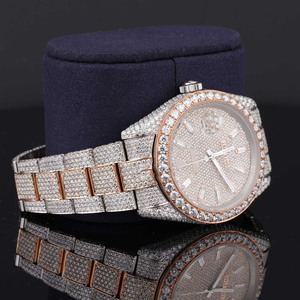 Reloj Moissanite de acero inoxidable de lujo de dos tonos Totalmente diamante Iced Automatic Japan Movement Analog Dial Display Resistente al agua - Product Image 2