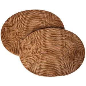 Best Selling Oval Rattan <b>Placemats</b> Coaster for Home Decoration Handicraft Charger Plates <b>Wicker</b> Rattan Charger Plate - Product Image 1