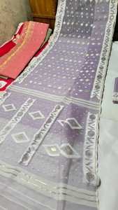 Exportable Deshi Dhakai Jamdani Sharee Qualité d'exportation pour les femmes TISSU JAMDANI Bleu ROUGE VERT Doré Bleu Ciel du Bangladesh - Product Image 4