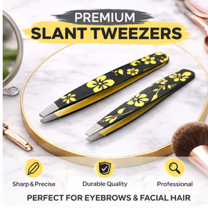 Pince à épiler professionnelle de qualité supérieure en acier inoxydable, antistatique, durable, écologique, à motif floral, à pointe inclinée - Product Image 5