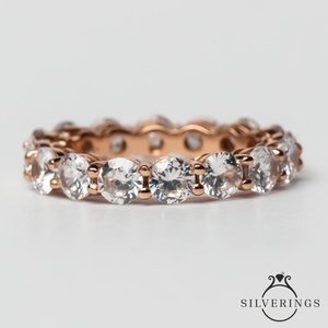 Bague en argent sterling 925 Silverings avec zircon scintillant, plaqué rhodium et sertissage griffe, idéale pour les fiançailles - Product Image 3