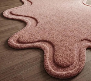 Alfombra de Lana de Algodón 100% Hecha a Mano, Diseño Floral Abstracto, Moderna, de Pelo Grueso, Apta para Mascotas, para Dormitorio Infantil, Sala de Estar - Product Image 5