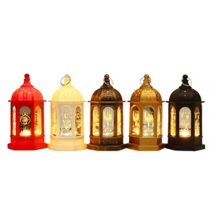 Arabian Muslim Eid Mubarak <b>LED</b> <b>Light</b> Ramadan Golden Iron Crafts Hanging Lantern <b>Party</b> Table Decoration Ornaments - Product Image 3