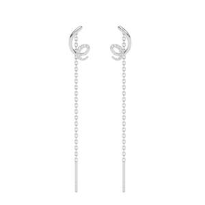 Pendientes Colgantes de Plata de Ley 925 de Primera Calidad con Diseño de Luna y Hilo Sui Dhaga - Product Image 1