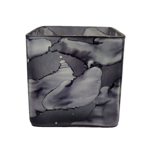 Green and Yellow Shaded Marbleized Fancy Glass High Quality Handmade Decorative Multi purpose <b>Small</b> <b>Candle</b> Square Textured Jar - Product Image 6