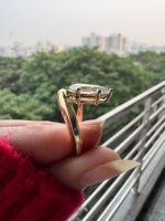 Bague de fiançailles et de mariage en or 14 carats plaqué rhodium avec diamant de laboratoire taille poire de 3 carats pour femme, idéale pour les fêtes