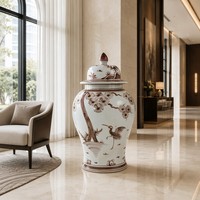 Vase de sol en porcelaine Art Déco brun rouille peint à la main, grand vase décoratif en céramique chinoise pour la décoration de la maison et des chambres d'hôtel