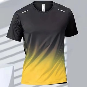 2024 été hommes à séchage rapide T-Shirt décontracté à manches courtes vêtements de sport pour courir boxe Badminton entraînement imprimé motif haut - Product Image 3