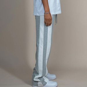 Nouveau design de pantalon évasé à rayures personnalisées en coton respirant avec cordon de serrage Streetwear pantalon de survêtement évasé pour hommes - Product Image 4