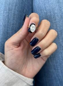 Anillo de compromiso de oro sólido de 14 quilates con corte ovalado romántico para mujer, joyería de boda con diamantes cultivados en laboratorio para fiestas y aniversarios - Product Image 6