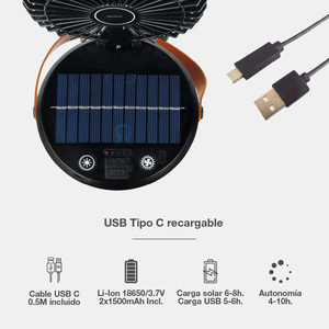 Ventilatore solare portatile Niaros Mini con luce LED 10W USB-C e power bank (300045001) - Product Image 4