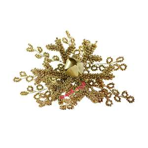 Anneaux de serviette bleus perlés dorés faits à la main, décor de table de mariage écologique, conception personnalisée, en vrac et en gros disponibles - Product Image 2