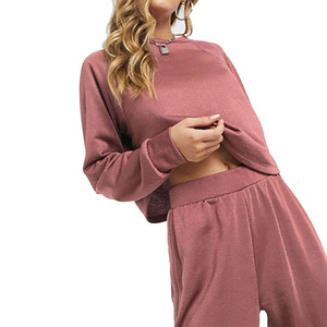 Ensemble sweat-shirt à capuche et pantalon de survêtement en coton, sweat-shirt à capuche oversize, sweat-shirt à col rond respirant pour femmes - Product Image 3