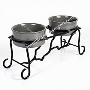 Comedero elevado de hierro forjado negro clásico con doble soporte para mascotas, alimentador elevado seguro para alimentos con cuencos de hierro duraderos para gatos y perros - Product Image 1