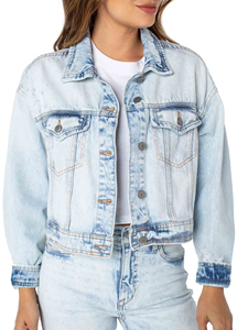 New Arrival Ladies Washed Denim Jackets Women's Summer Streetwear Crop Jackets with Cotton Filling OEM Service <b>Cheap</b> price - Product Image 2