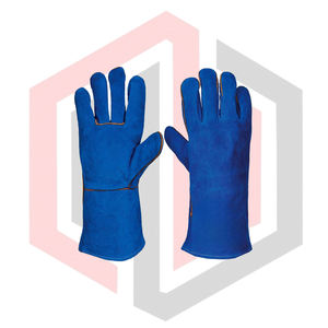 Gants de travail en cuir bleus pour soudage TIG/MIG, très résistants, épaisseur 11 oz, antistatiques, résistants aux déchirures, anti-coupures, pour pompiers - Product Image 1