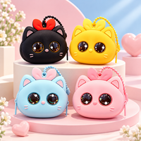 Sac de rangement en silicone en forme de chat aux grands yeux, mignon, portable, design moderne et minimaliste, pour la conservation des aliments à la maison