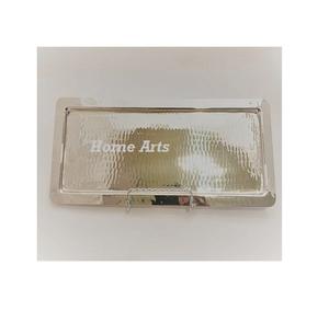 Plateau de nourriture martelé en acier inoxydable avec poignées en feuilles Plateau de service à thé et café de taille personnalisée de la plus grande qualité - Product Image 2