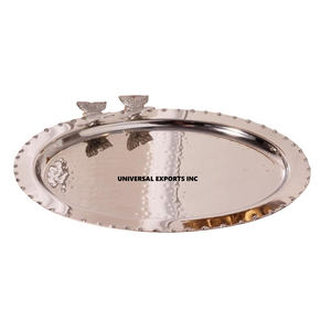 Tazón de Chocolate de Metal Martillado con Bandeja, Plateado, Decorativo, Tazón para Dulces, Nuevo Tazón de Chocolate de Lujo en Oferta - Product Image 6