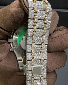 Reloj de movimiento automático de dos tonos de oro blanco completo para Ice Real VVS Moissanite Diamond Bisel Banda de acero inoxidable Cristal - Product Image 6