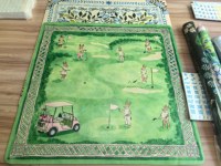 Tapis de Mahjong Américain LuxJong 4 motifs lapins mignons (Tennis/Golf/Football) antidérapant 80x80cm en polyester et néoprène