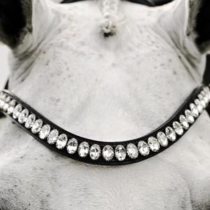 Brida de caballo de cuero de lujo curtido vegetal con accesorios plateados Banda de cejas plateada Tubería blanca-Nueva colección con banda para la nariz - Product Image 4