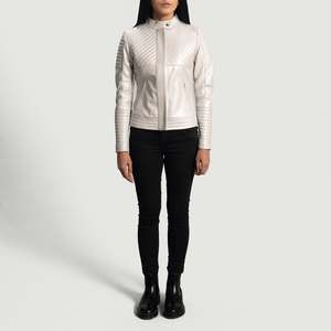 Ice Maiden Biker <b>Jacket</b> Silver Quilted Sheep Skin PU <b>Leather</b> Customizable Logo Varsity Club Blazer Satin <b>Suede</b> Autumn 3XL 5XL - Product Image 4