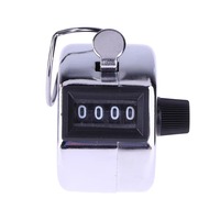 Compteur mécanique manuel en acier inoxydable argenté 0-9999 points, compteur métallique durable